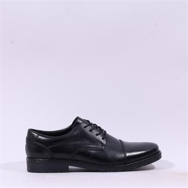 Rieker Erich Toe Cap Laced Shoe - Black Leather